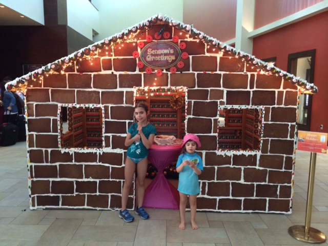 Aruba Marriott Resort exhibits life-size gingerbread house in the resort lobby