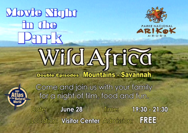 Arikok Aruba National Park presenting its 4th edition of Movie Night this year, “Wild Africa”, to be held this weekend