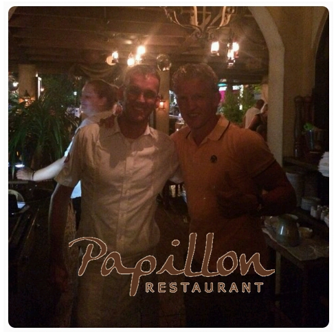 World Cup star, Dirk Kuyt, visits his one of his favorite restaurants on Aruba, the Papillon Restaurant in The Village