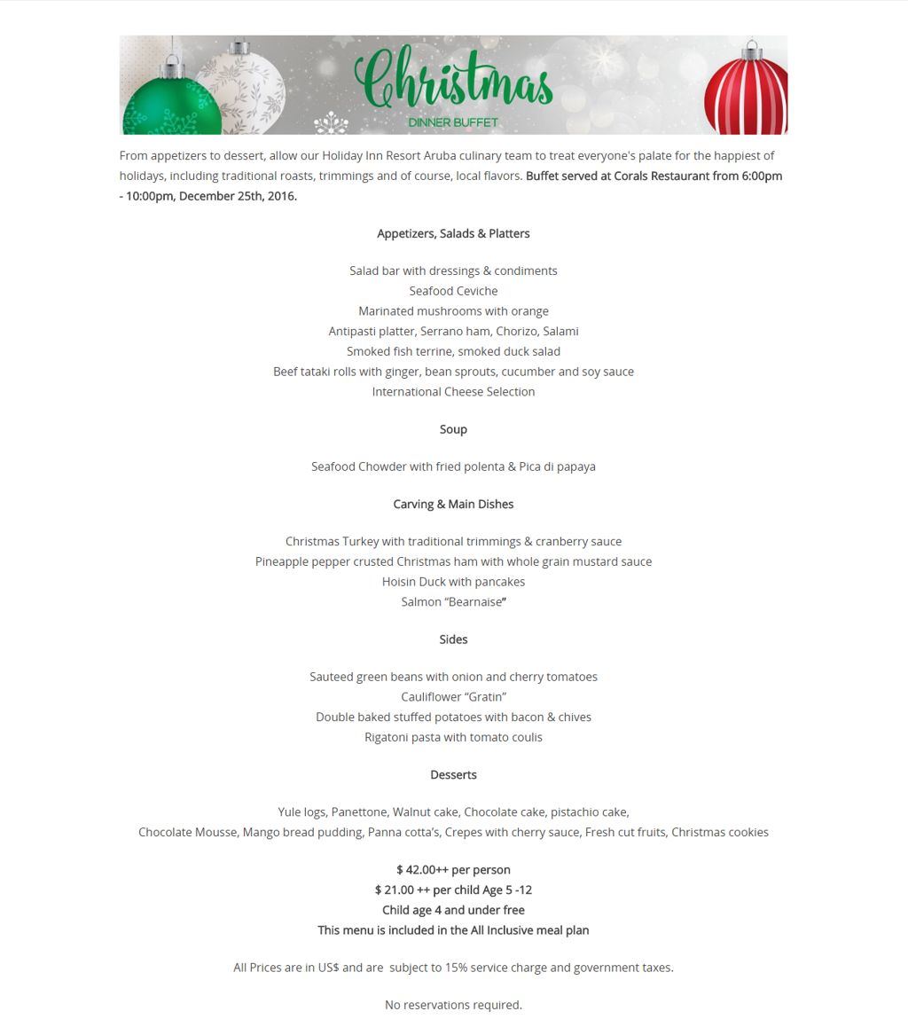 Christmas Dessert Buffet Menu