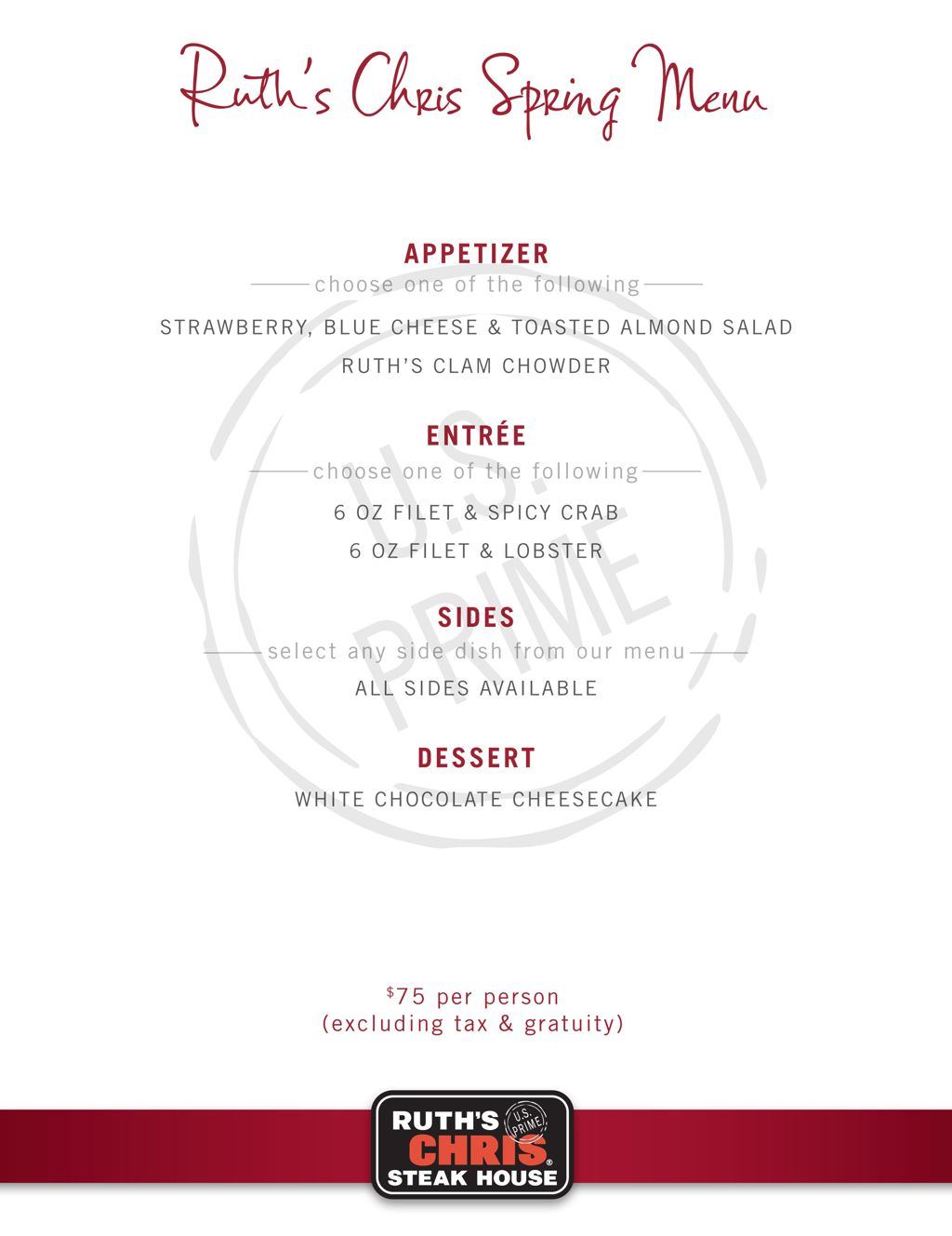 Ruth's Chris Spring Menu