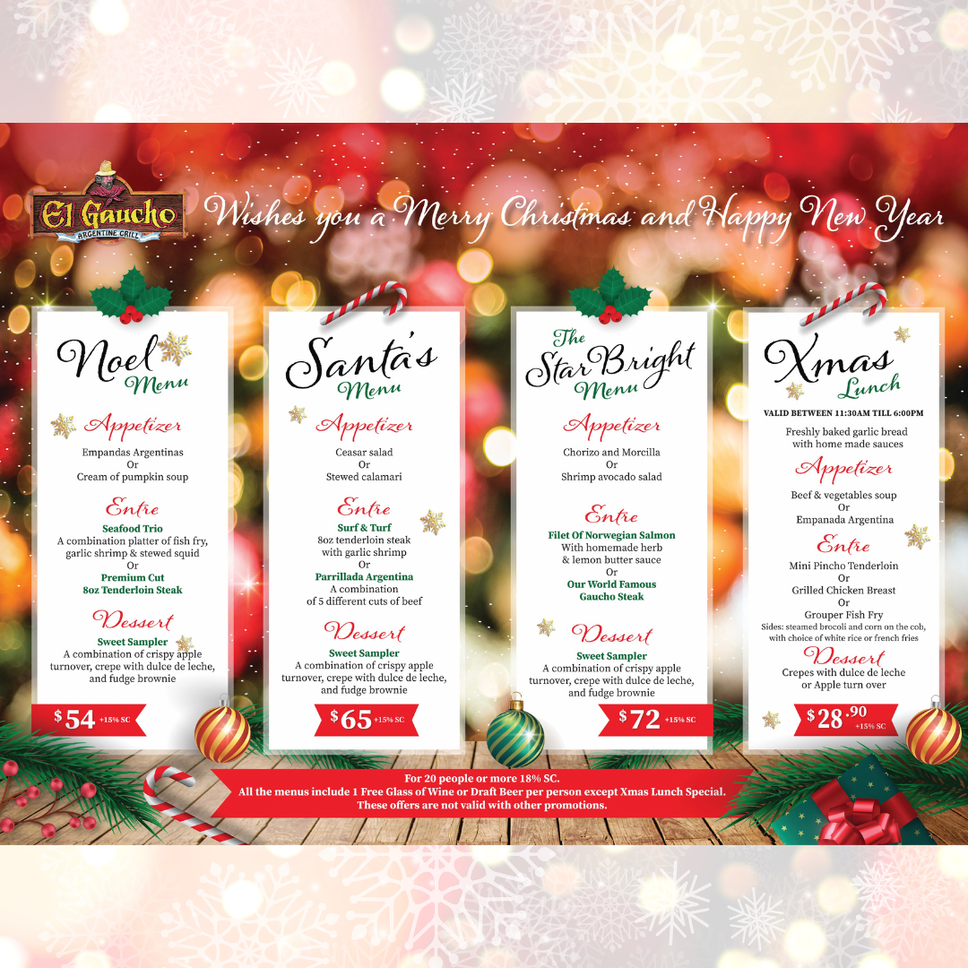 El Gaucho's Special Holiday Menus